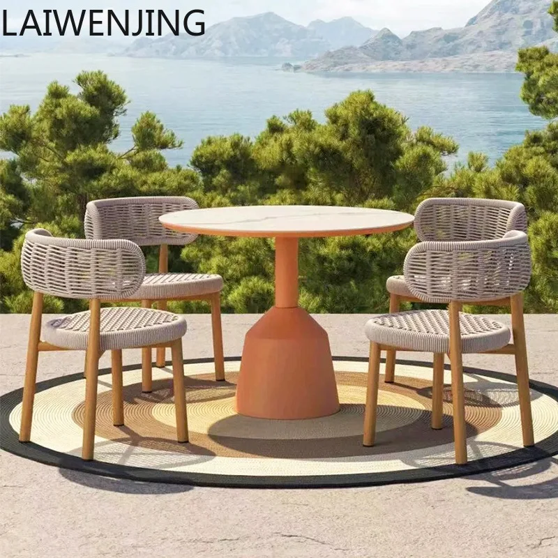 

HLZ outdoor table and chair courtyard combination villa open-air garden rattan chair waterproof leisure table and chair