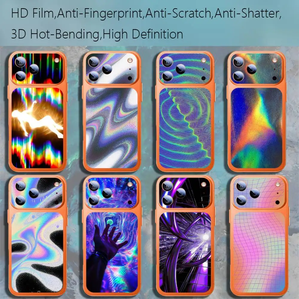 

Psychedelic trippy Holographic For iPhone17 Pro 17 ProMax rear skin film,anti-scratch lens protector,anti-fingerprint back cover