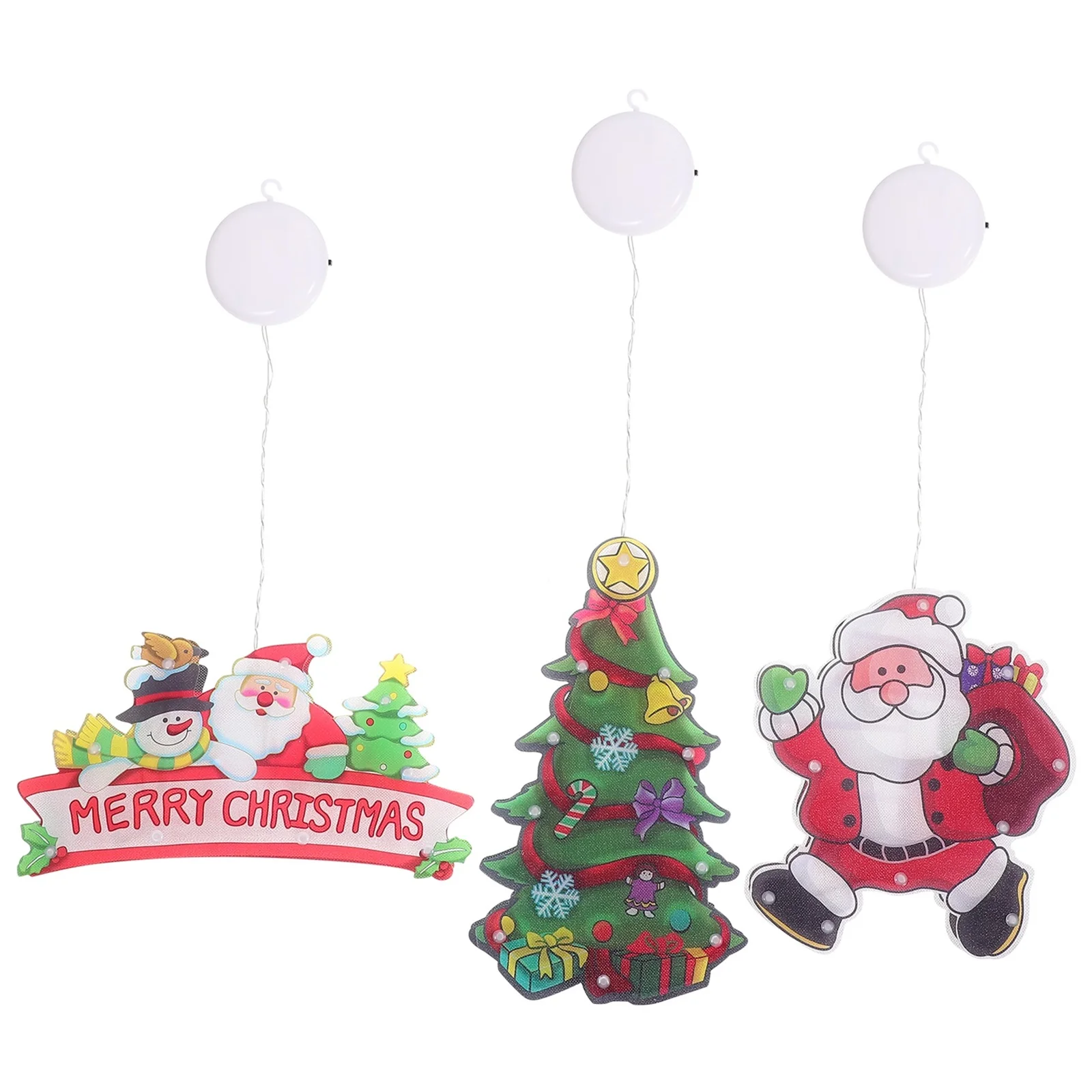

3pcs Christmas Decorative Sucker Light Window Hanging Lamp For Home Shop Party Decoration Showcase Suction Cup Xmas Theme Light