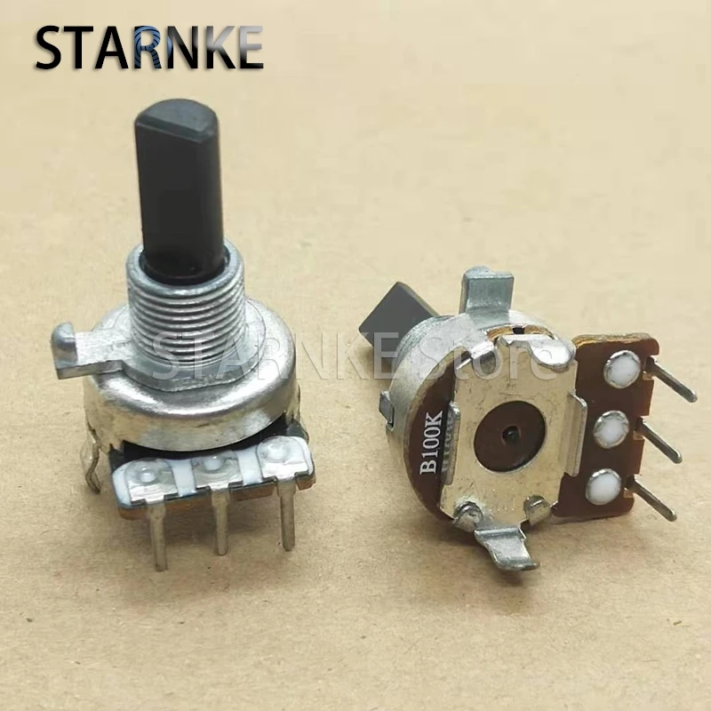 2PCS 161 Type Single 3Pins Potentiometer Amplifier Audio Volume Adjustment Potentiometer B100K Handle Length 20MM