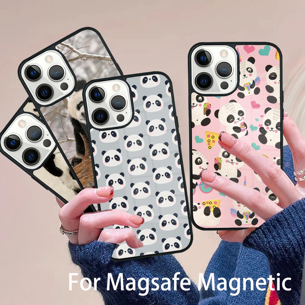 

Chinese Bear Panda Phone Case Magesafe Magnetic Wireless Charge Cover For IPhone 16 11 12 13 14 15 Pro Max Plus Mini