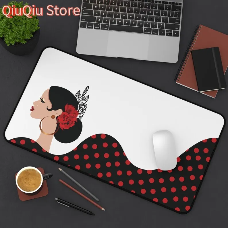 

Latin woman Desk Mat, Flamenco Girl Banner, Spanish Latina Art, Non-slip, Vibrant Colors,