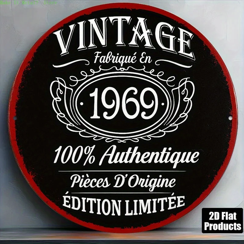 Vintage 1969 French Edition Metal Tin Sign - 100% Authentique Retro Wall Decor for Home & Bar