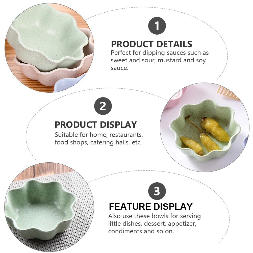 

6 Pcs Seasoning Plate Snack Kitchen Supplies Sauce Dish Bowl Wheat Stalk Saucer Food Serving Tableware Plates