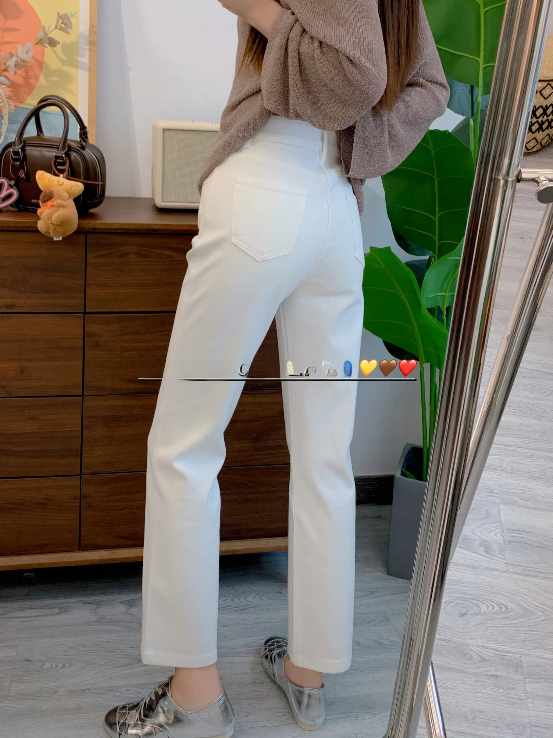 

Xiaofan женские прямые джинсы с высокой талией, хлопковые эластичные белые облегающие модные повседневные однотонные осенние новые поступления...