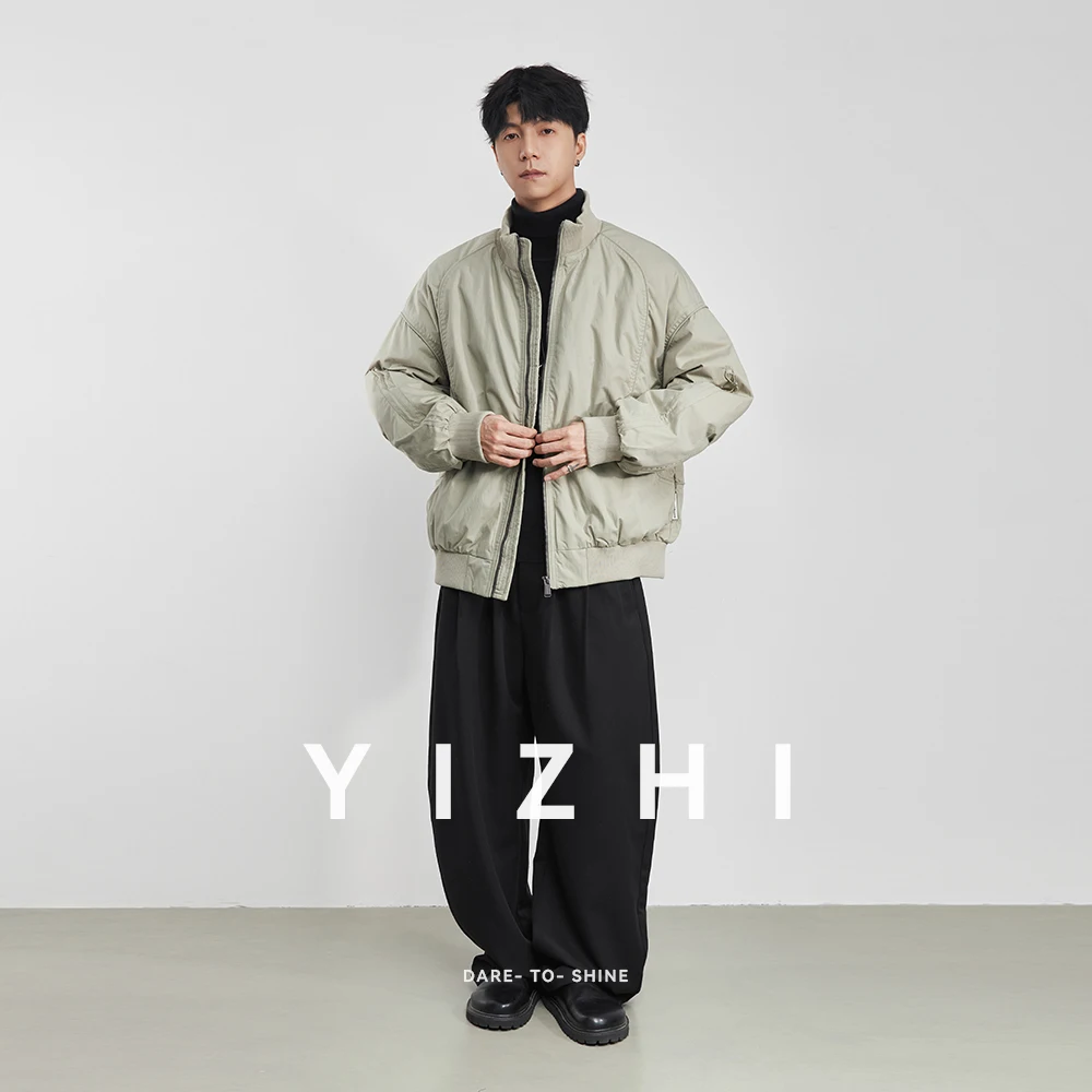 الأمريكية الرجعية الوقوف طوق الرجال أسفل سترة 2025 شتاء جديد الأبيض بطة أسفل الدافئة معطف عصري سترة الرجال بلايز