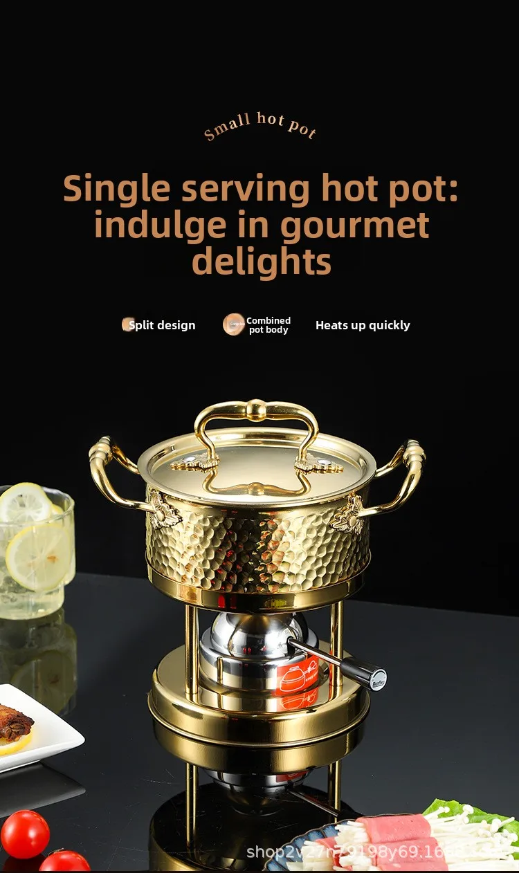 YJQ stainless steel single small hot pot extra thick household and commercial restaurant