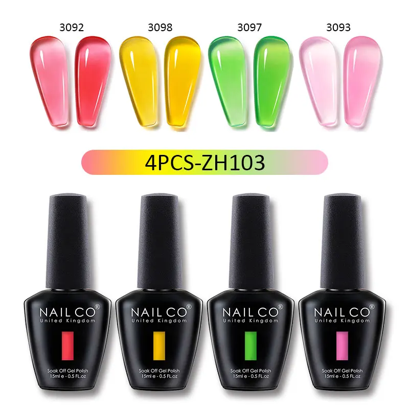 NAILCO 15 مللي 4 قطعة/المجموعة عارية اللون هلام مسمار البولندية UV Lakiery Hybridowe Vernis هلام البولندية Vernis تحتاج أعلى قاعدة معطف مسمار الفن تصميم #3
