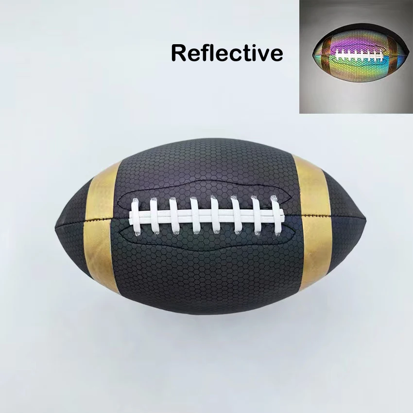 American Glowing Rugby Adult Youth Training Game Ball Luminous Light Up Reflective Size 9 Rugby