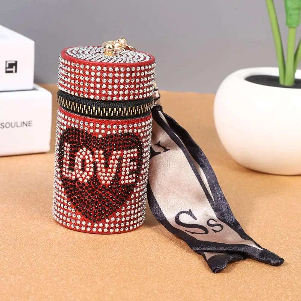 

Compact PU Material MINI Handbag Full Diamond Hot Diamond Process Printed Coin Purse LOVE Solid Color Lipstick Bag Hiking