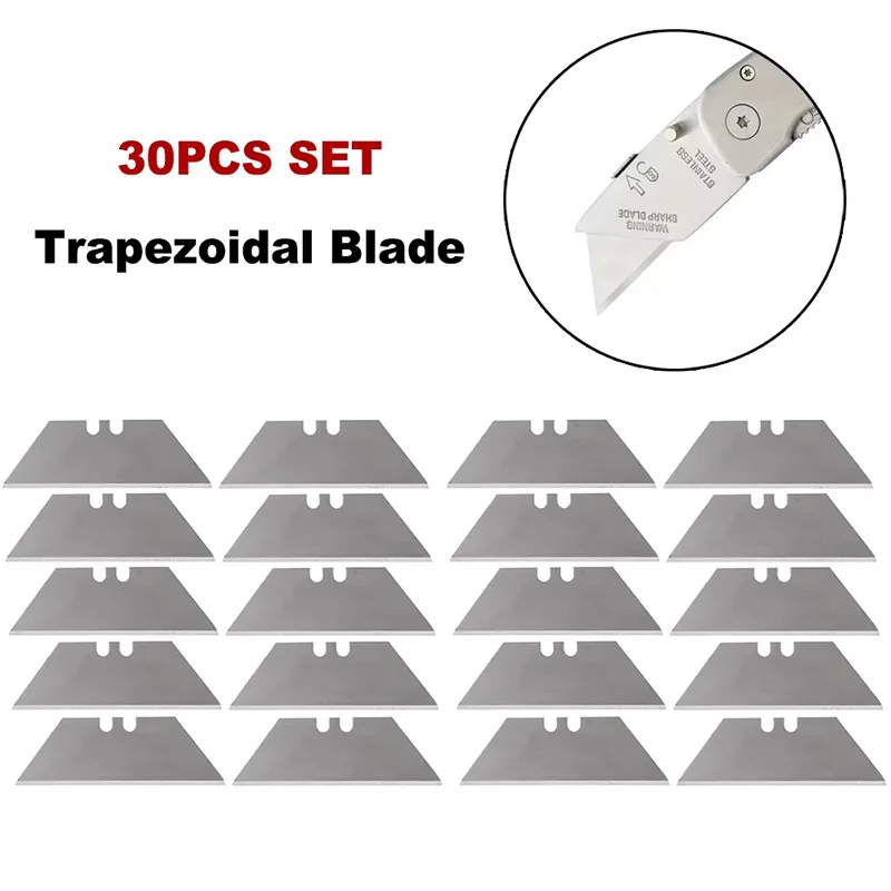30 szt. Ostrze trapezowe wielofunkcyjne ostrze ze stali węglowej wymiana DIY rzemiosło artystyczne narzędzie tnące ostrze narzędzia ręczne