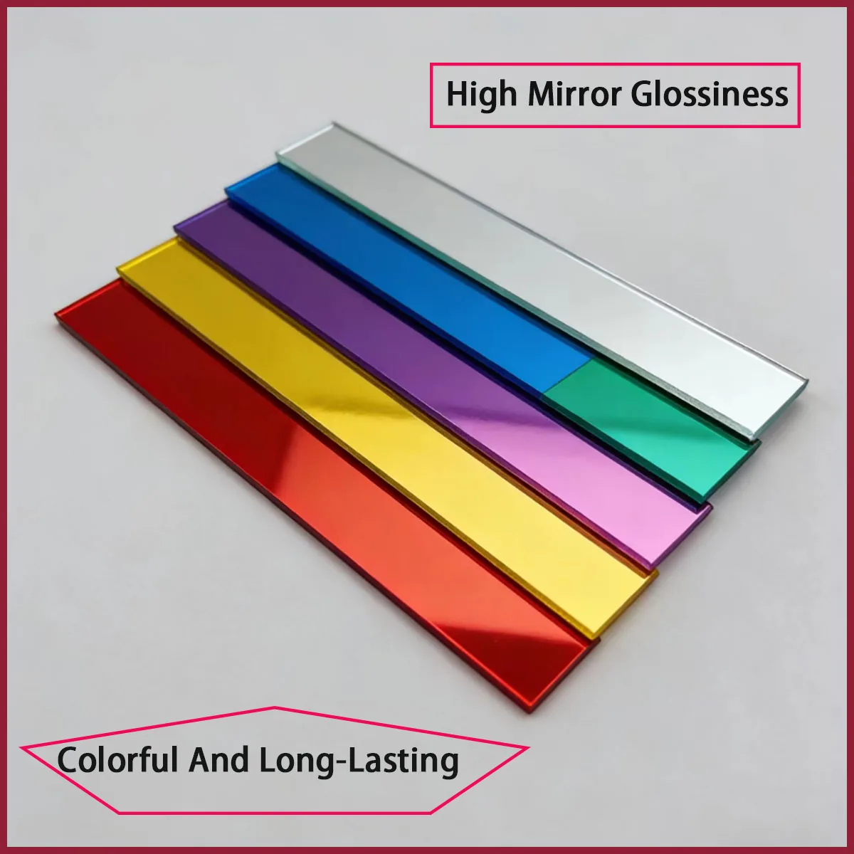 2mm Thick Acrylic Colored Mirror Square Glass Hotel Decorative Lens, Organic Glass Not Easily Broken