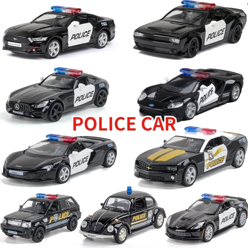 1:36 Ford Mustang F150 Benz AMG GTS Dodge Camaro Volkswagen Land Rover Police Car serie Alloy rebound car model collectible gift