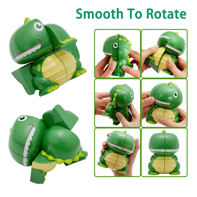 ใหม่ล่าสุด 2*2 การ์ตูนไดโนเสาร์ Cube 2x2x2 Magic Cube การสร้างแบบจําลองสัตว์สร้างสรรค์สนุก Cube 2x2 ปริศนาของเล่นเด็กหรือของขวัญเกม