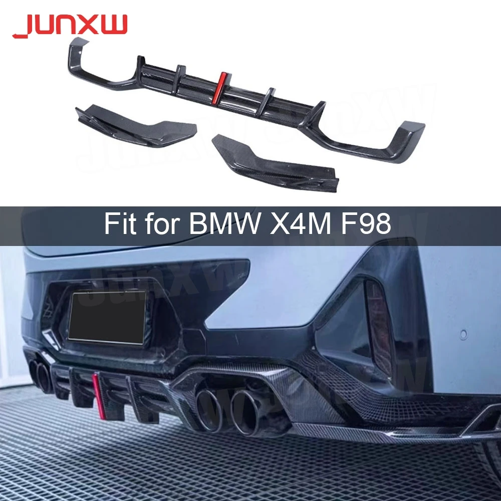 

Carbon Fiber Rear Lip Diffuser With Splitters for BMW X4M F98 2022 + FRP Rear Bumper Lip Guard Body Kits Car Accessories