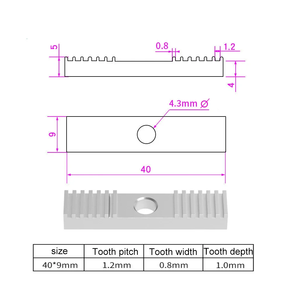 4PCS fai da te GT2 cinghia dentata morsetto per ingranaggi in alluminio blocco di montaggio passo del dente 2mm morsetto Clip fissa 9*40mm per parti CNC stampante 3D