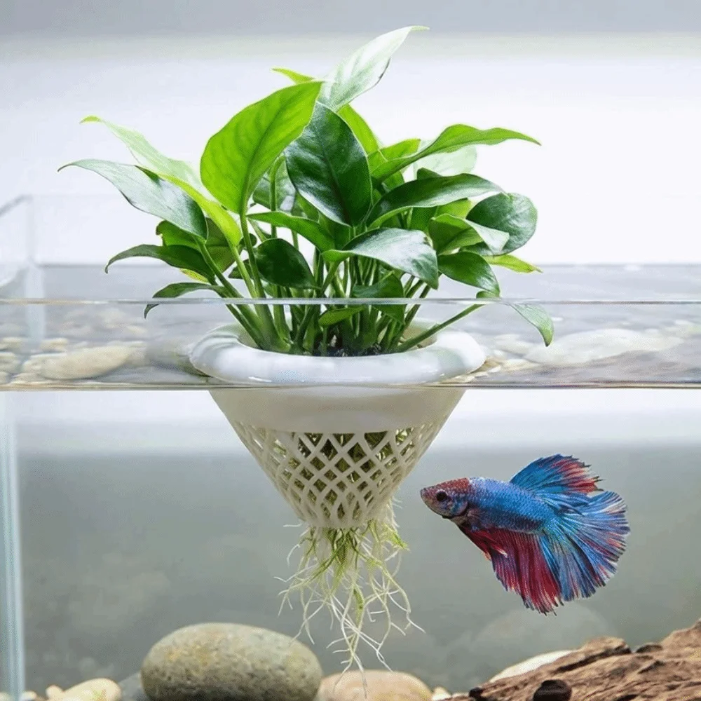 3D Printed Floating Aquarium Planting Basket Growing Pots Decorative Fish Plant Symbiosis Planter Plastic