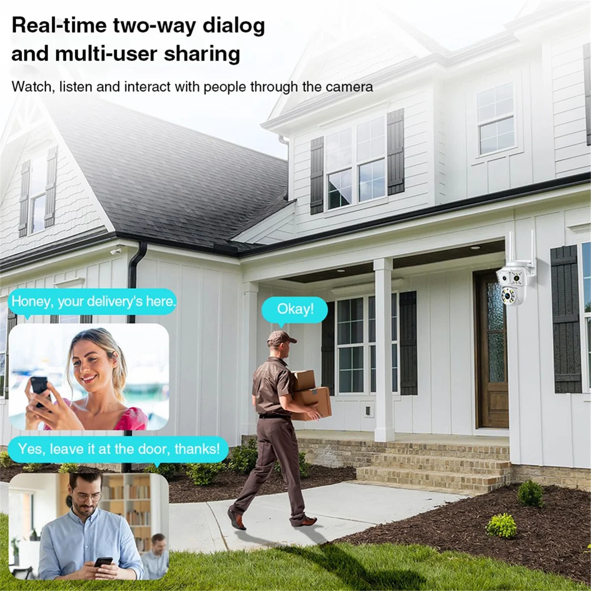 New 1080P Wireless WIfi Camera Outdoor Multi Lens Surveillance Camera, Two Way Intercom Night Vision Baby Monitor