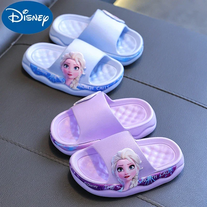 Disney Princess Elsa pantofel domowy mrożone dziewczęce oddychające antypoślizgowe grube podeszwy dziecięce kapcie podłogowe sandały Peep-Toe