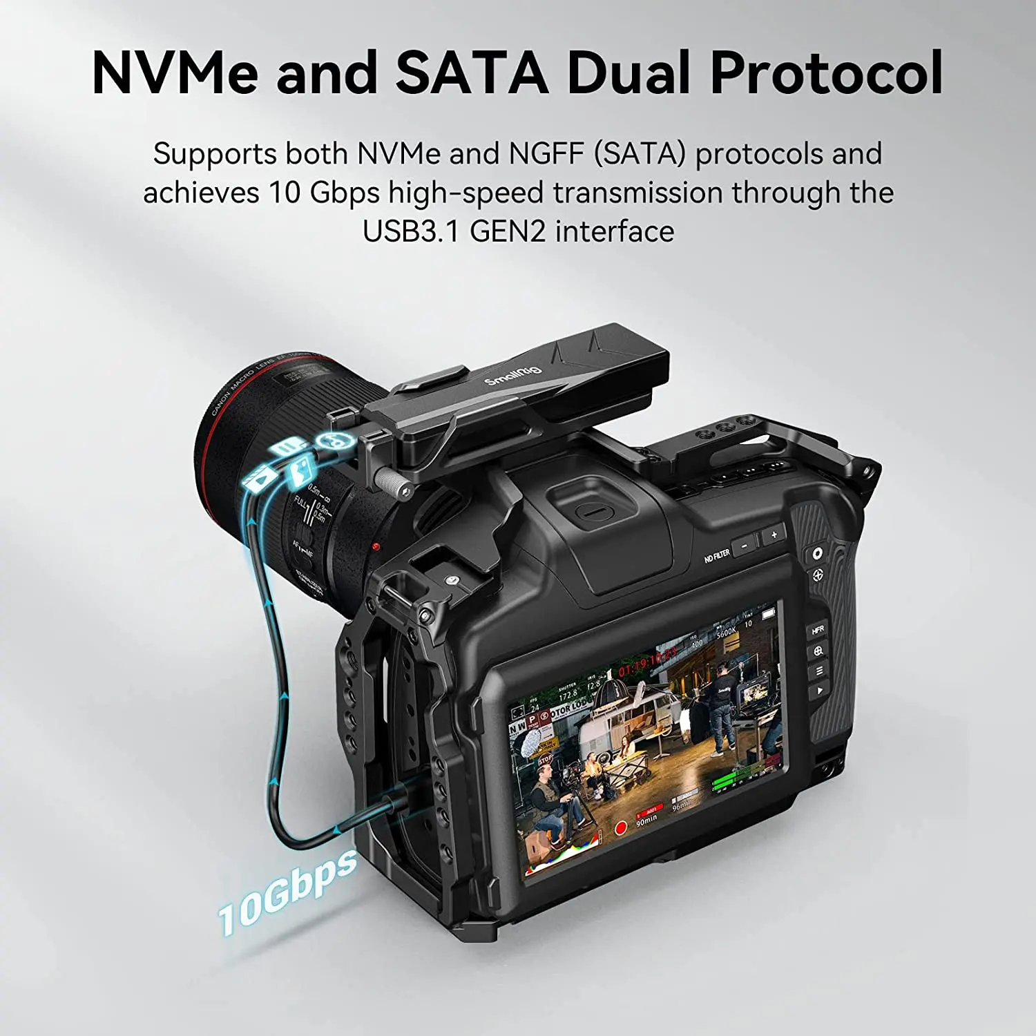 Smallrig m.2 ssd nvme & sataデュアルプーリープロトコルSD-01、USB 3.1 gen2 10gbps、カメラ、コンピューター、携帯電話と互換性-3479