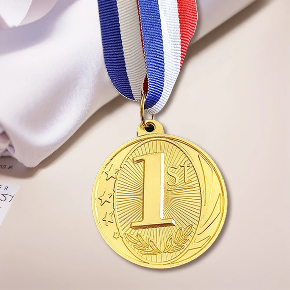 5 سنتيمتر الذهب/الفضة/البرونزية ميدالية المكافآت الرياضية مع شريط الرقبة الطلاب المكافآت المعدنية الفائزة ميداليات لألعاب كرة الماراثون #4