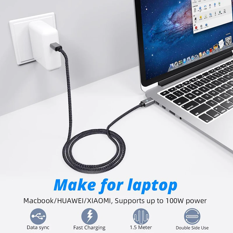 Suntaiho PD 100 واط USB C إلى USB نوع C كابل المغناطيسي 5A شحن سريع USB-C الحبل لسامسونج شاومي هواوي ماك بوك نوع-C شاحن
