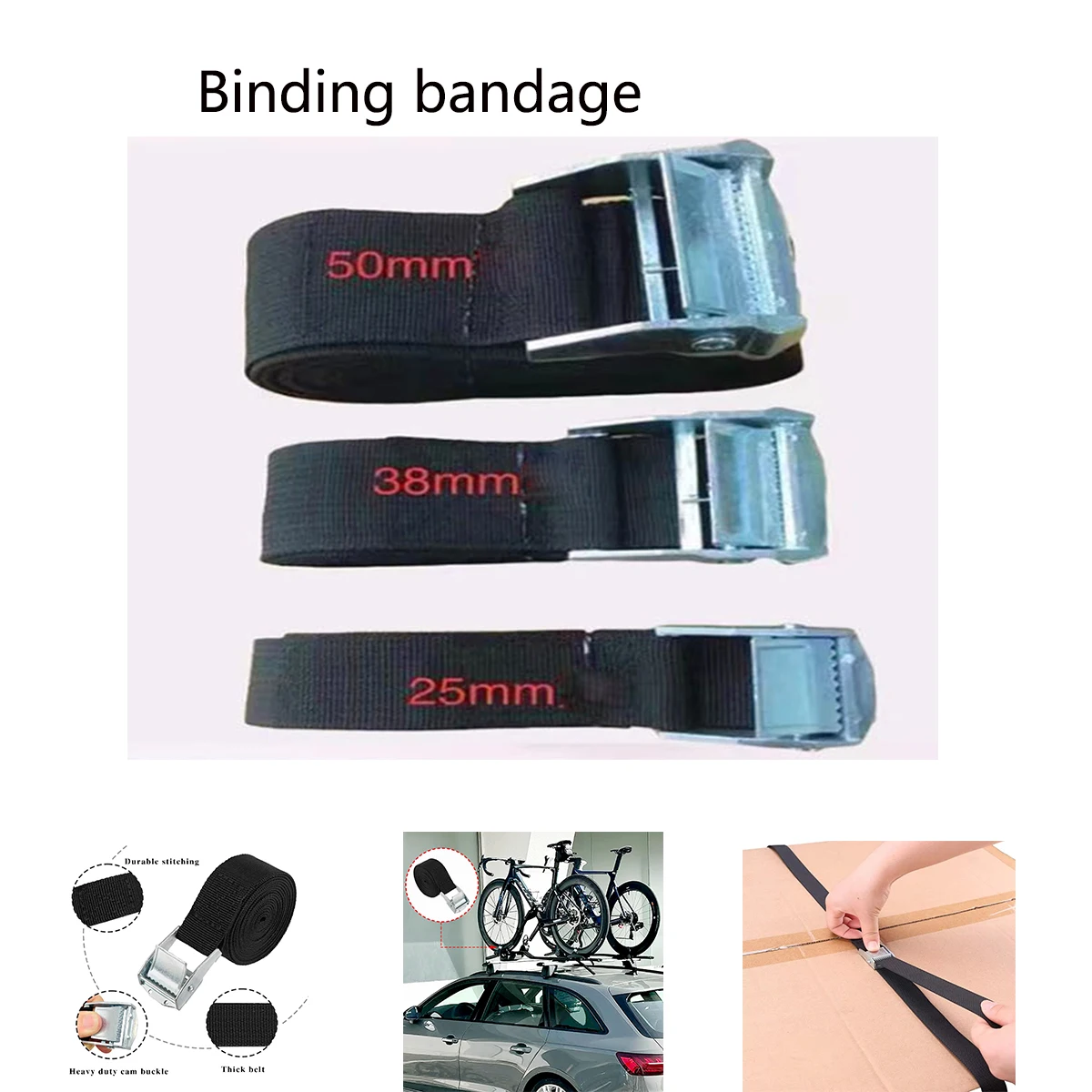 

5M Strong Ratchet Belt Car Tension Rope Tie down Strap Luggage Bag Cargo Lashing Strap for Truck Motorcycle Bike Boat