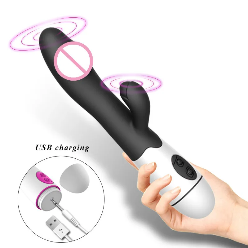 Silicone G Spot Dildo Rose Vibrator Dual Vibration 10 Speeds Female Vagina Clitoris Massager Adult Sex Toys For Women