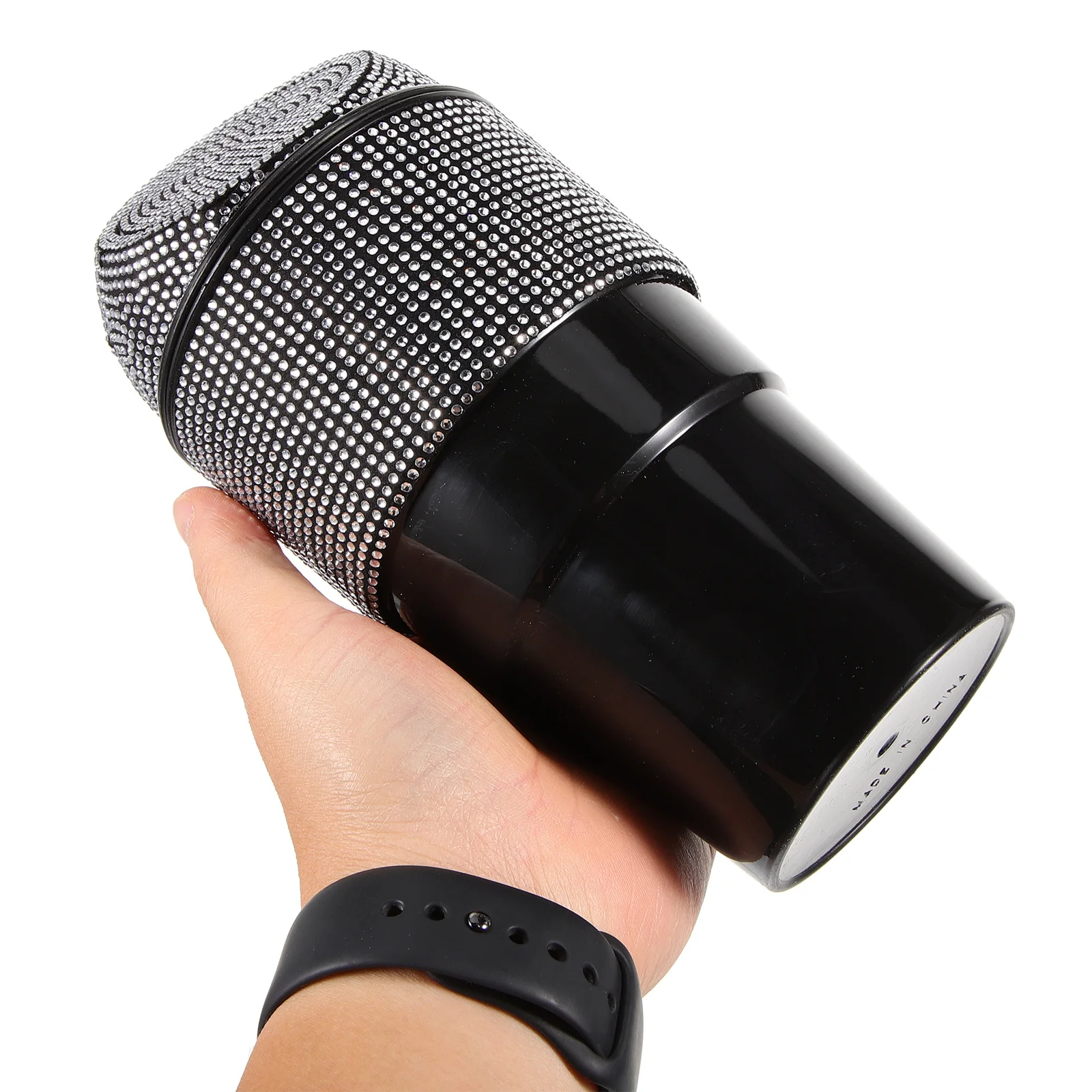 

Car Garbage Can Rhinestone Bling Decorated Trash Bin For Vehicle Interior Storage Compact Auto Waste Holder Durable Easy Clean