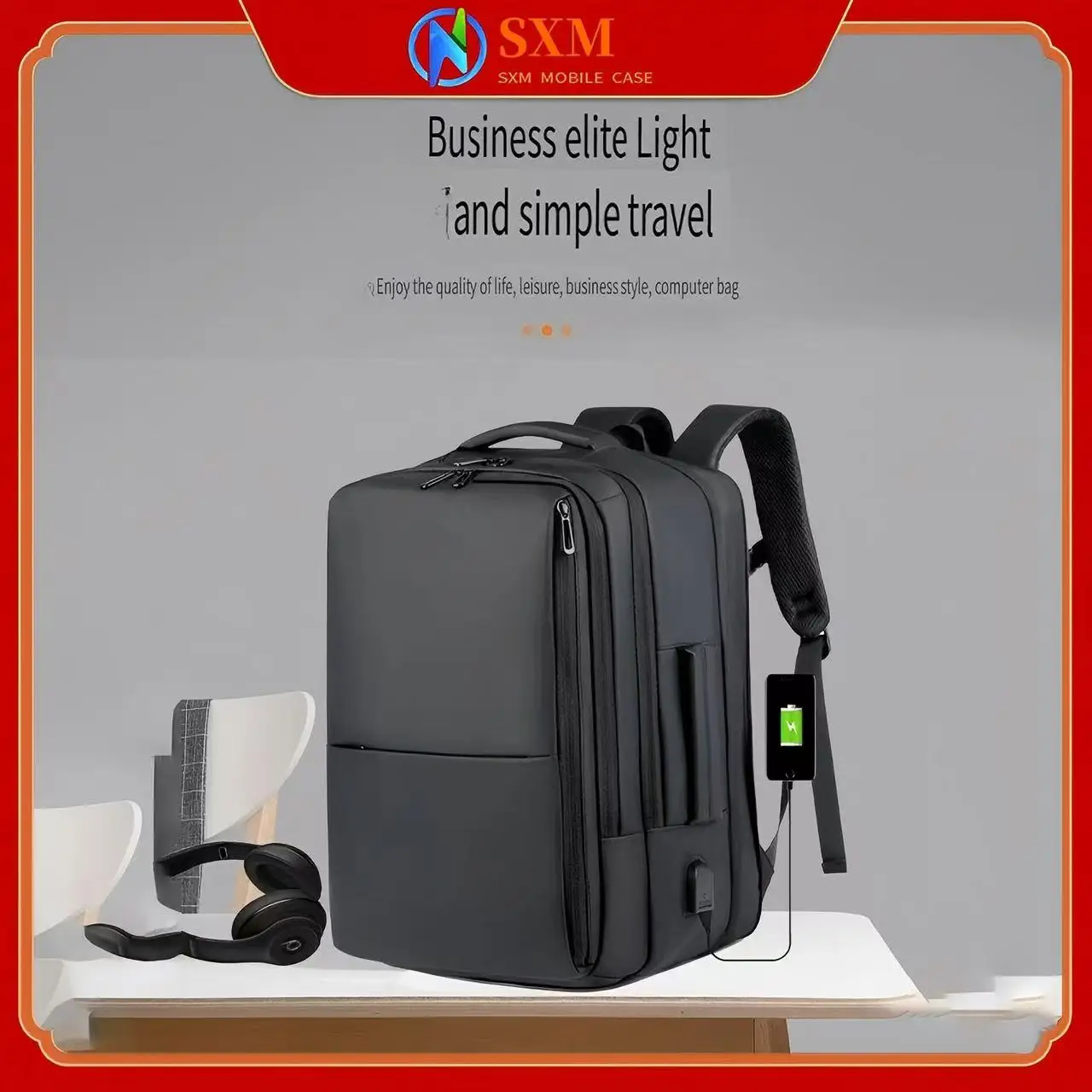 

Large capacity business backpack luxury men's travel backpack expands the laptop backpack