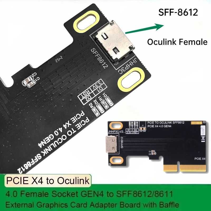 

Бренд PCIE X4 4,0 к гнездовому разъему Oculink GEN4 4x к SFF 8612/8611 Порт OCuLink Кабель для передачи данных Внешняя плата адаптера видеокарты