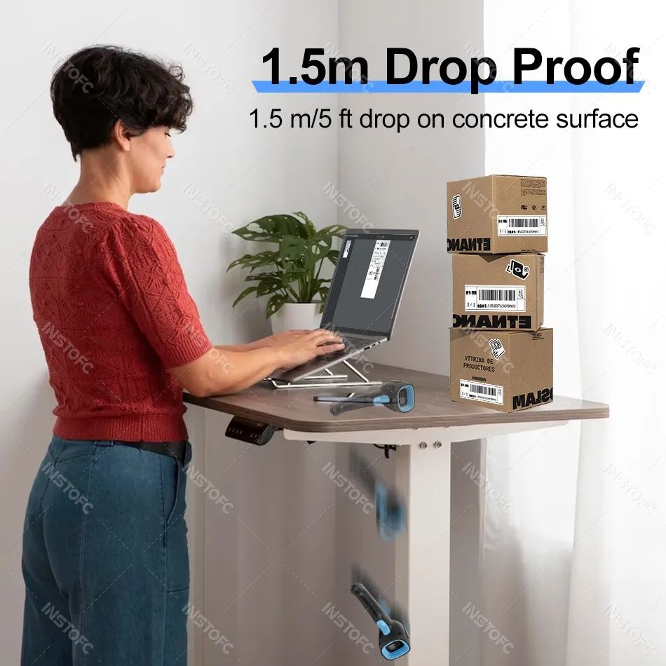 1D/2D Считыватель штрих-кодов для супермаркета Bluetooth USB Беспроводной портативный складской штрих-код QR-сканер CMOS-изображение Высокоскоростное декодирование