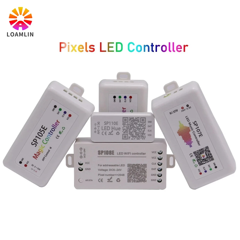 WS2811 WS2812B SK6812 LED Pixels Strip Light Controller WIFI SP501E SP108E Music SP107E SP601E Bluetooth SP105E SP110E DC5V-24V