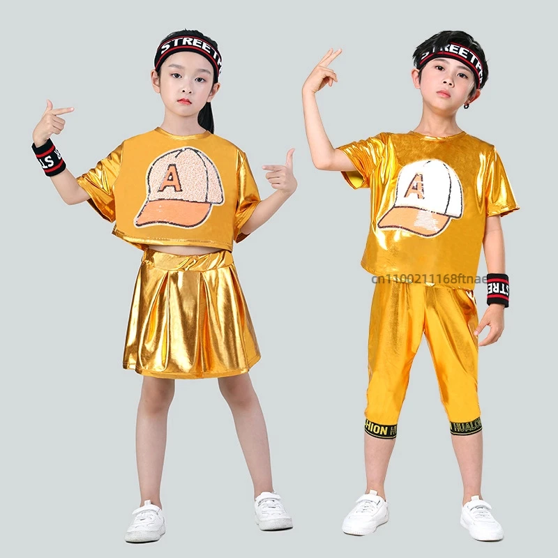 Kinder Jazz Dance Kostüm Helle Farbe Kurzarm Shorts Set Jazz Dance Männliche und Weibliche Street Dance Performance Kostüme