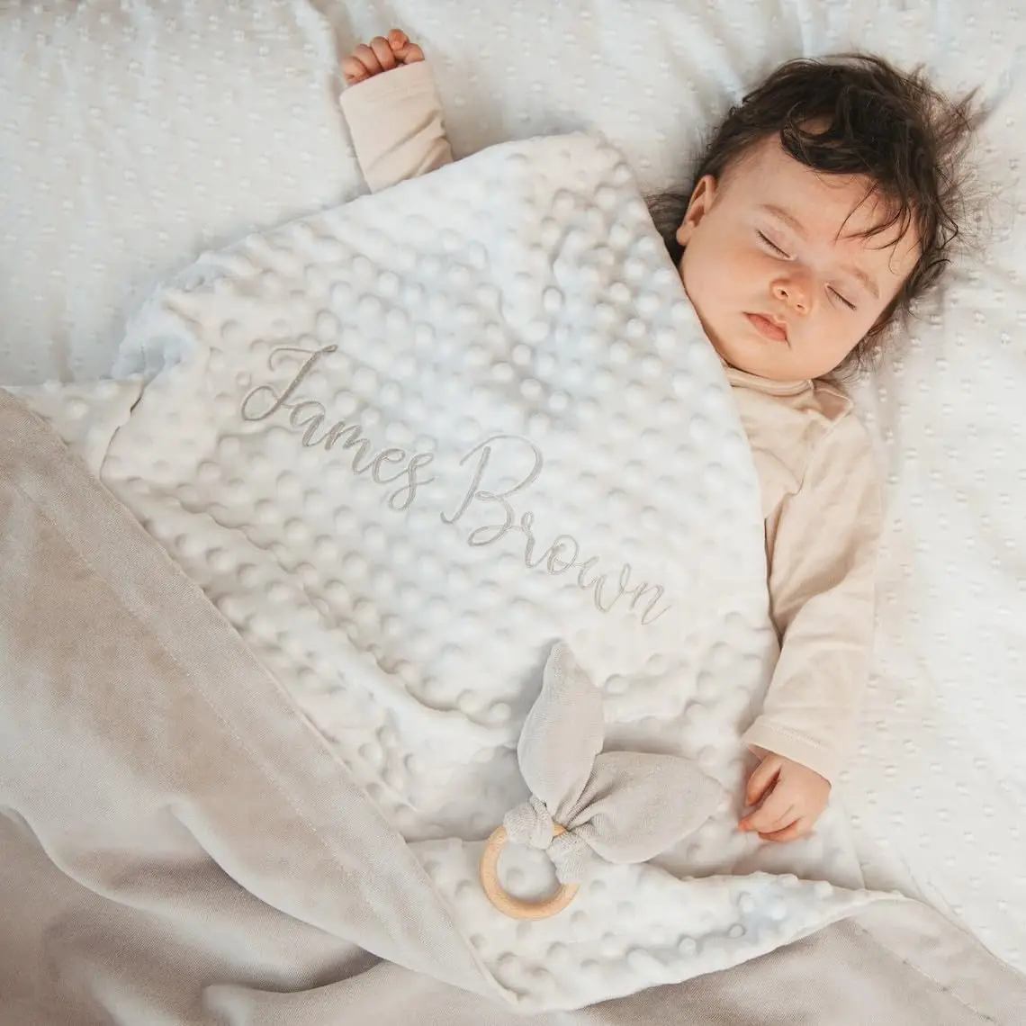 Personalized Baby Blankets with Name Custom Embroidered Name Newborn Baby Minky Blanket Soft Plush & Cozy Unique Gift for Baby