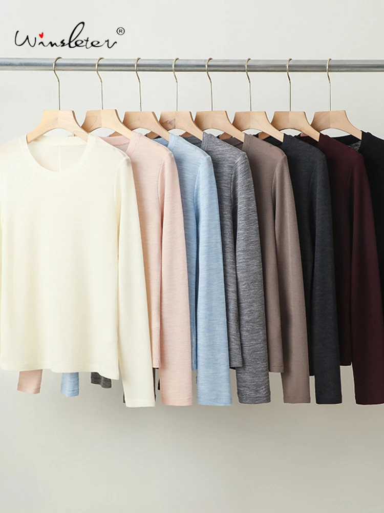 

Winsleter-100%Sheep Wool Elegant Sweater, Women Long Sleeve Machine Washable, Basic Casual Elastic Sweater, 2025 Autumn T58264CC