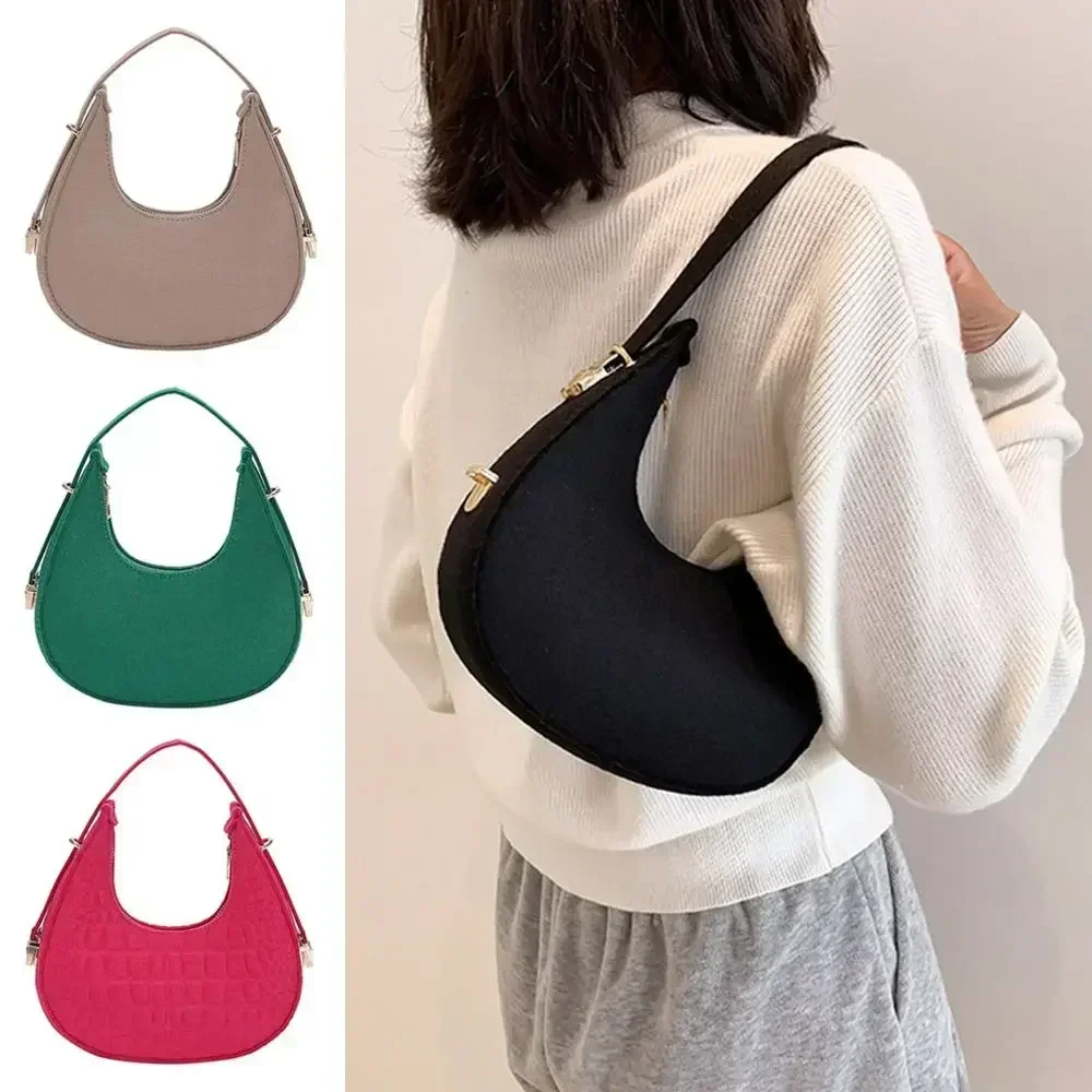 LB09 Women's Fashion Small Clutch Handbags Retro Solid Color PU Leather Shoulder Underarm Hobos Bag