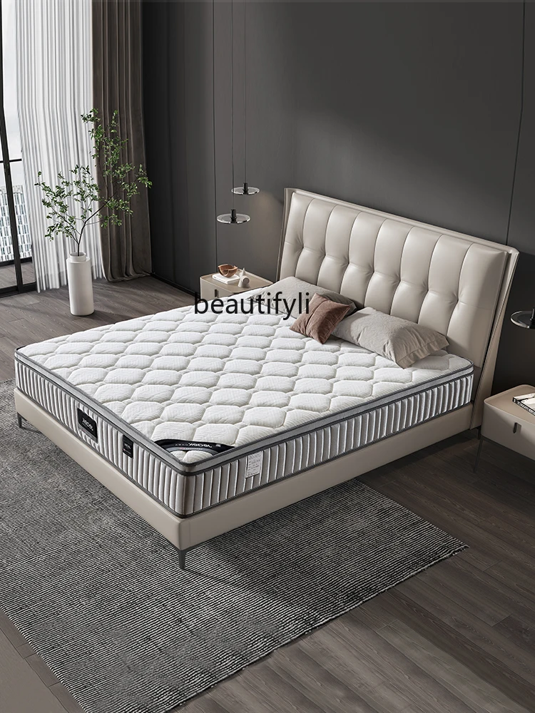 HJ Knitted Natural Latex Mattress Independent Spring Bags Coconut Palm Soft and Hard Two Sides