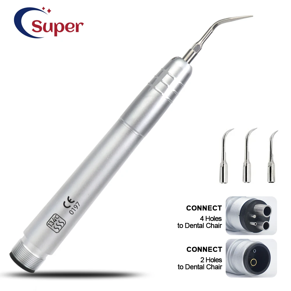 2/4Hole Dental Ultrasonic Air Scaler with 3 Tips Tooth Calculus Remover Cleaning Tool Handpiece Whiten Tooth Cleaner Dentist Lab