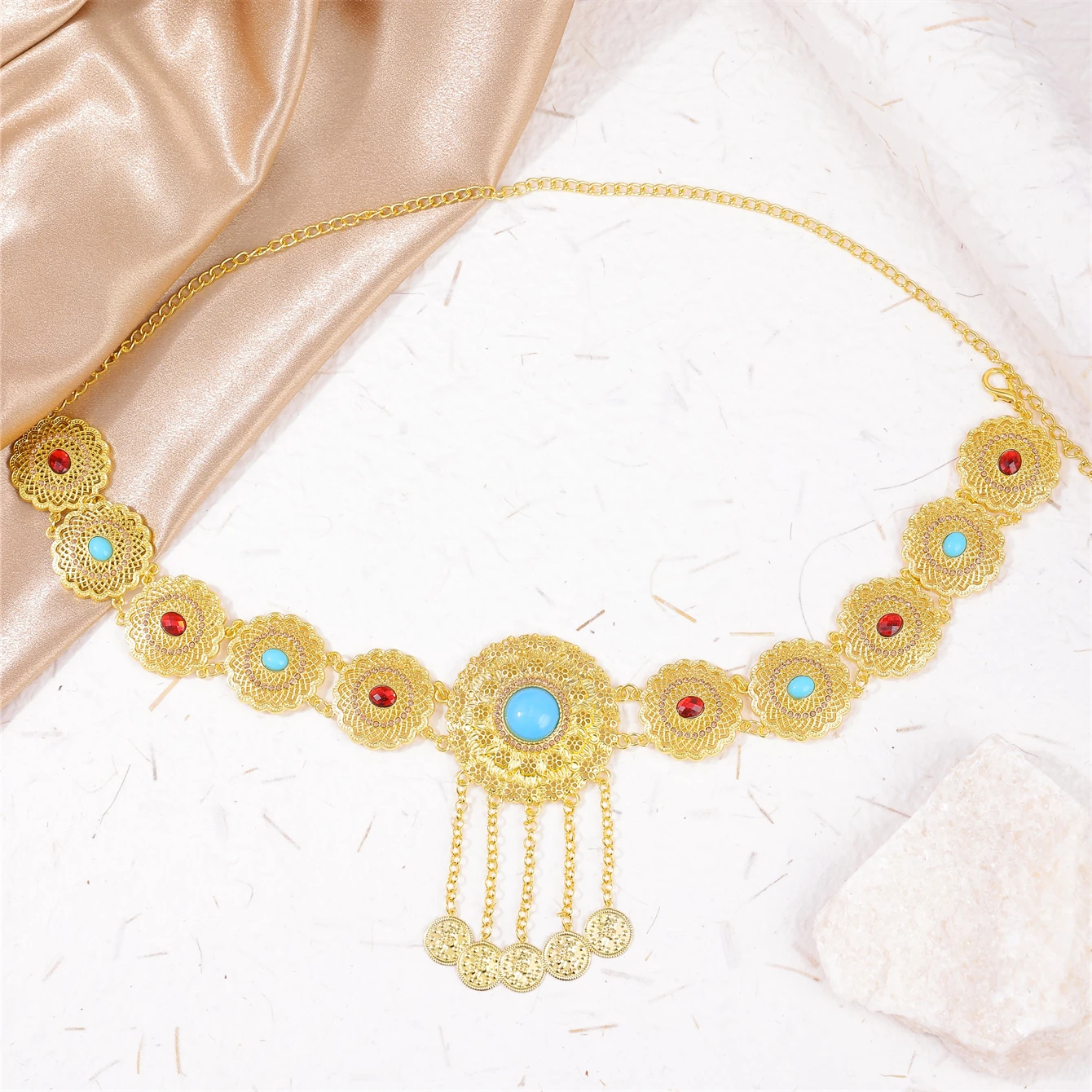 An Elegant Ladies' Alloy Chatelaine Tzitzit Bohemian Girl Body Chain Bridal Belt Jewelry