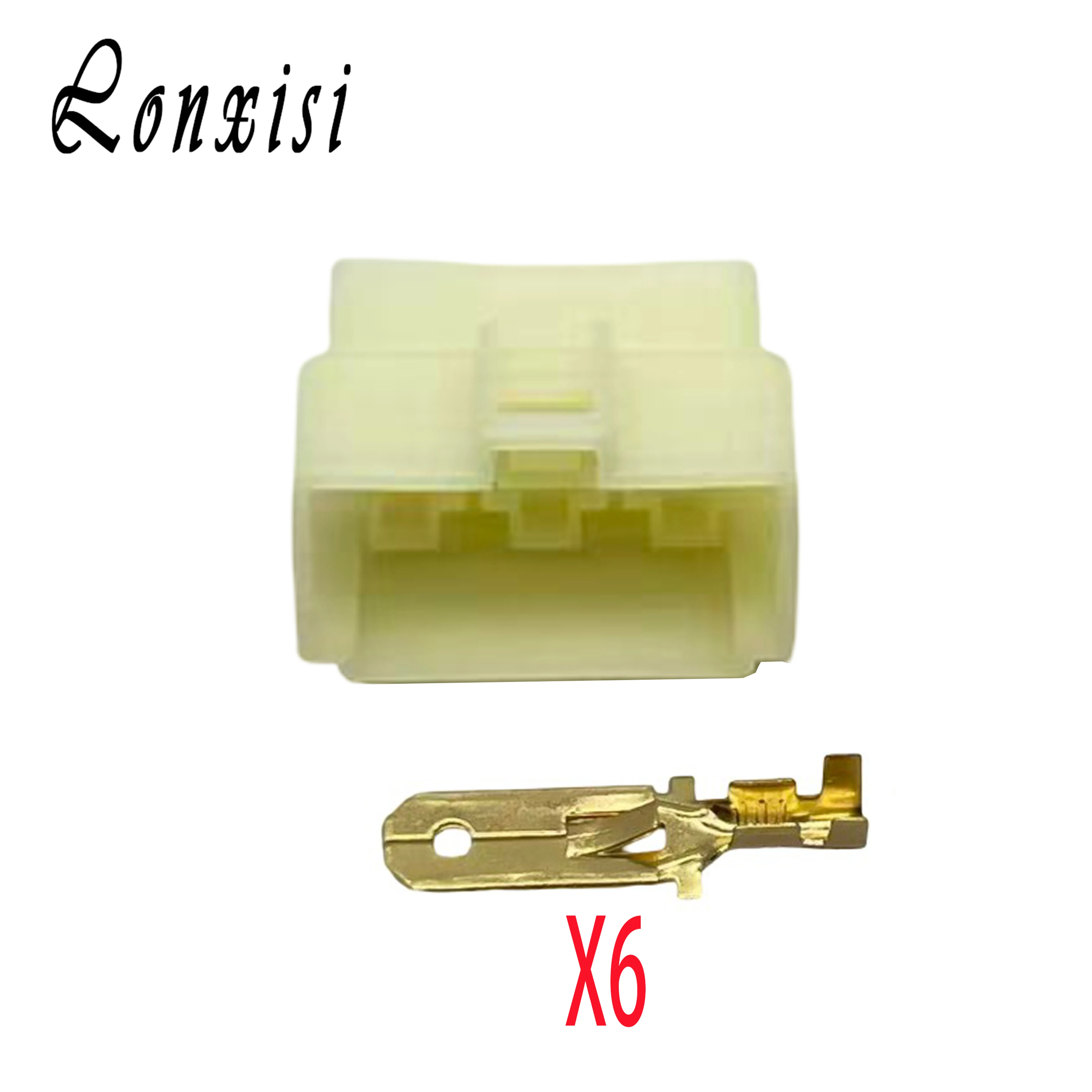6.3 MM 6 Pin Plastic Electrical Wiring Male Female Plug  Automobile White Connector