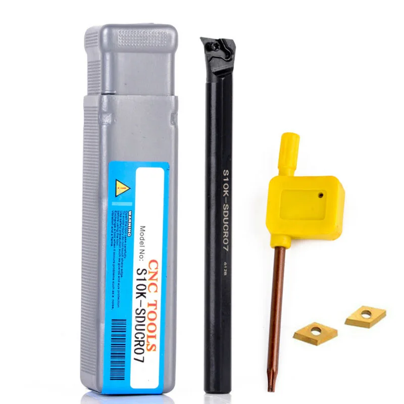 S10K-SDUCR07 Lathe Tool Holder Boring Bar with 2pcs DCMT0702 Inserts for Use in Steel and Cast Iron Machining Applications