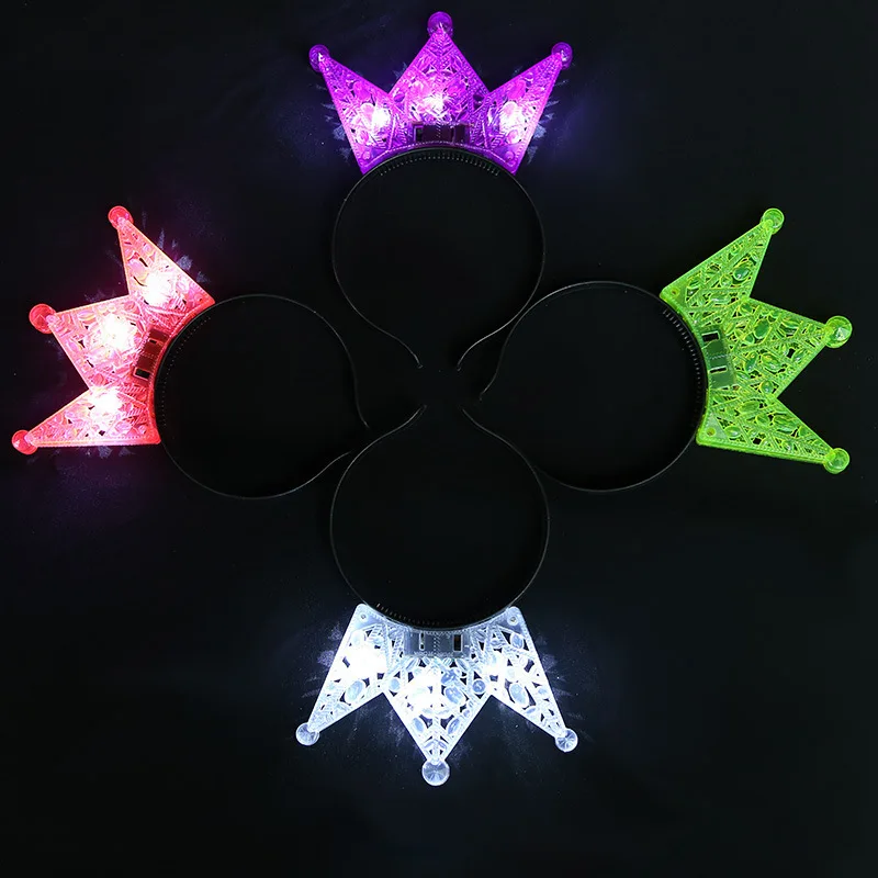 Glowing Crown Headband Girl Princess LED Flashing Headband Kids Adults Light Up Rave Glow Party Wedding Birthday Halloween