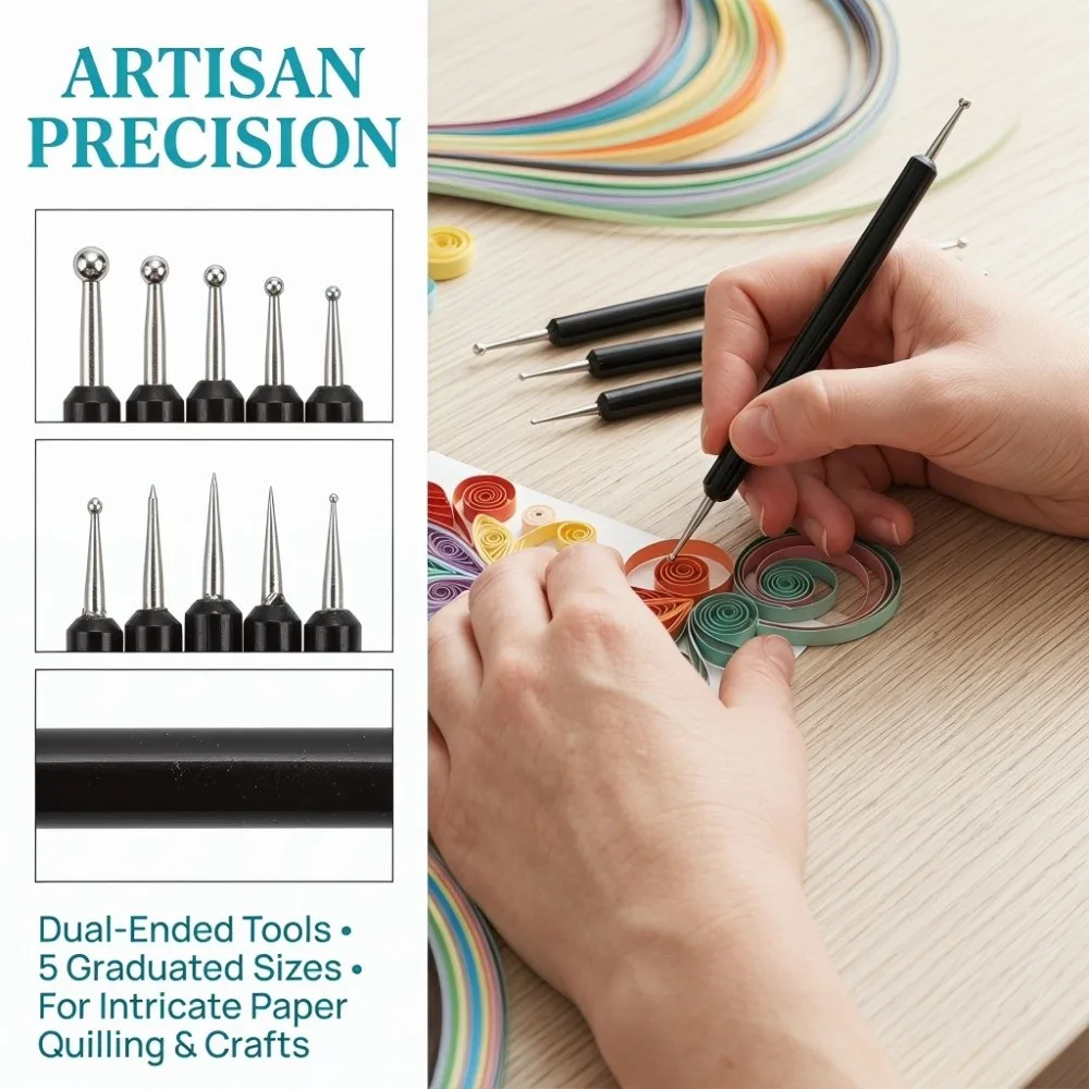 5PCS Double Ended Double Ended Stylus Pen Round Tip Acrylic Shank Dotting Tool Two Tone Option Pottery Modeling Tool