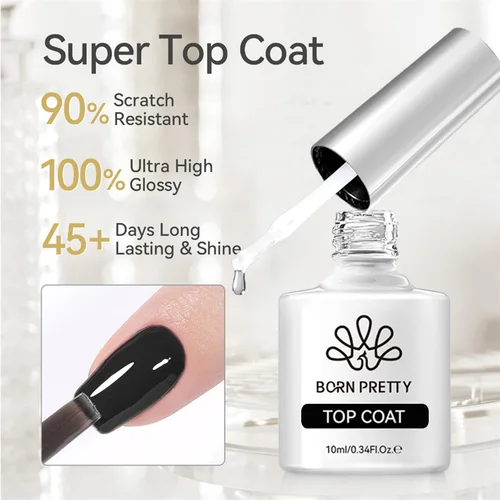 Imagen 2 del producto BORN PRETTY 10ml Super Top Coat sin toallita para esmalte de uñas en Gel varnis semipermanente mate superior uñas Base de goma gruesa herramienta de manicura