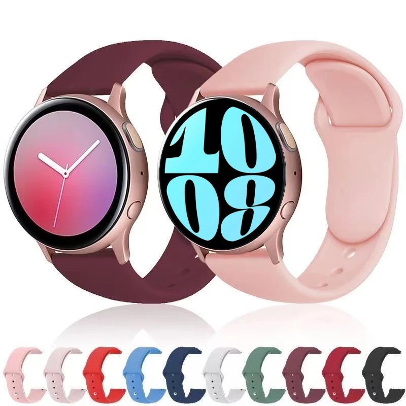 Pulseira de relógio de silicone para Samsung Galaxy Watch 6, 5, 4, 3, Active 2, Huawei Watch 4, pulseira, Amazfit GTS 4, 20mm, 22mm