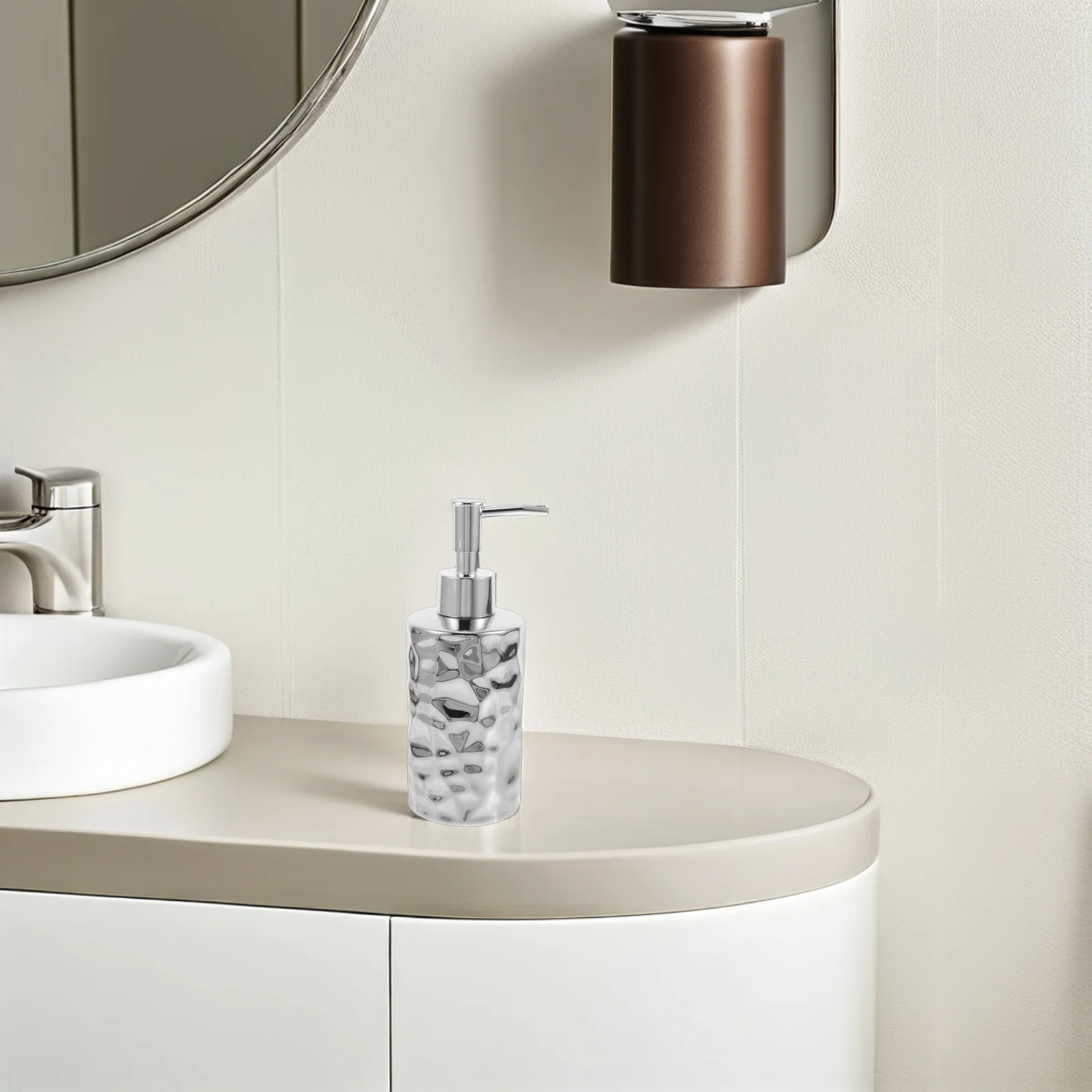 

American Bathroom Dispenser Bottles Empty Pump Silver Shampoo Conditioner Home Soap Body Wash Container Modern Design Durability