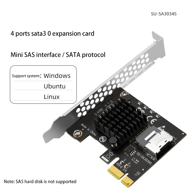 PCI Express SATA Card 4 Port Expansion Card Mini SAS Interface Riser Card Pcie X1 2.0 Interface 6Gbps Expander Kit