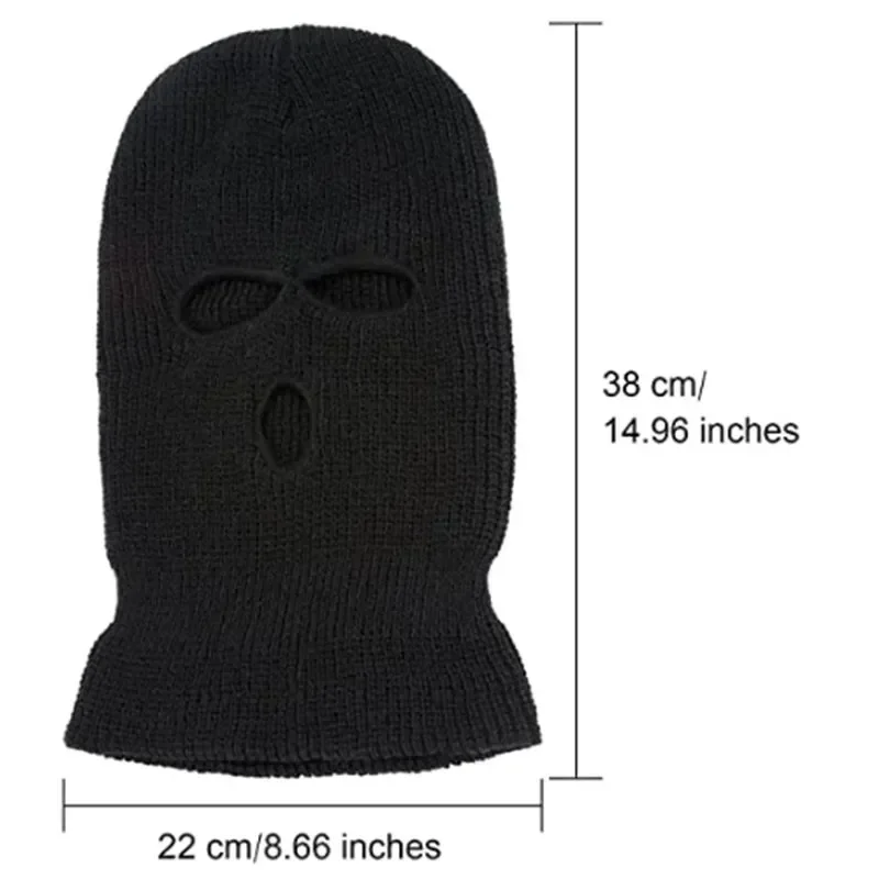 Masque facial intégral à 3 trous, chapeau de ski chaud, capuche double, casque de moto, accessoires de cyclisme en plein air, hiver