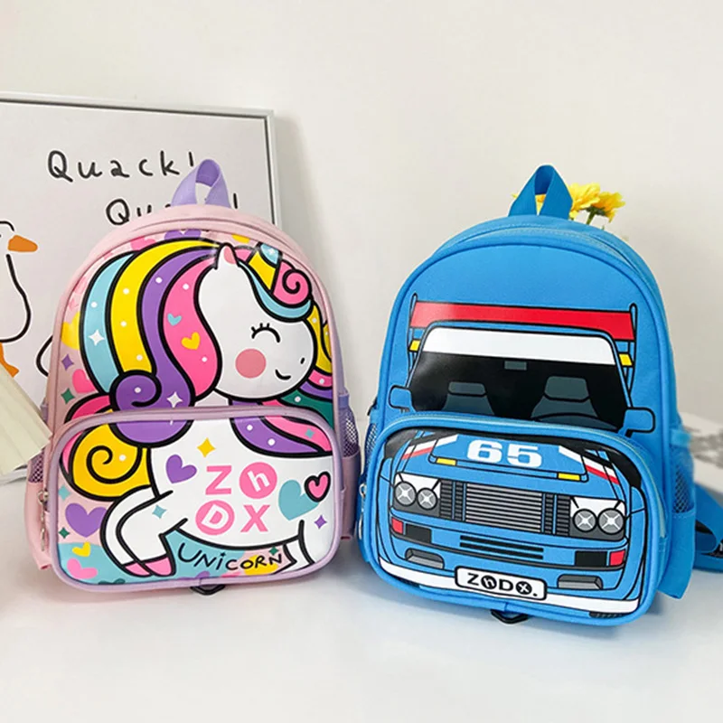 Children Backpack Cartoon Car Horse Bag Kindergarten Preschool Primary Schoolbags Kids Girls Boys Casual Travel Backpack